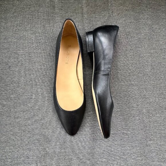 Talbots Black Ballet Flats Pointed Toe Genuine Leather Women's Narrow 7AA EUC - Picture 6 of 11